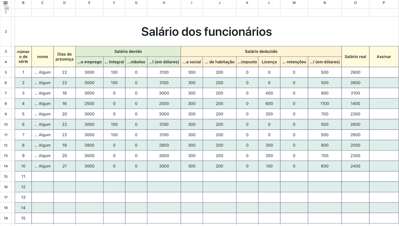 Salario dos funcionários 1